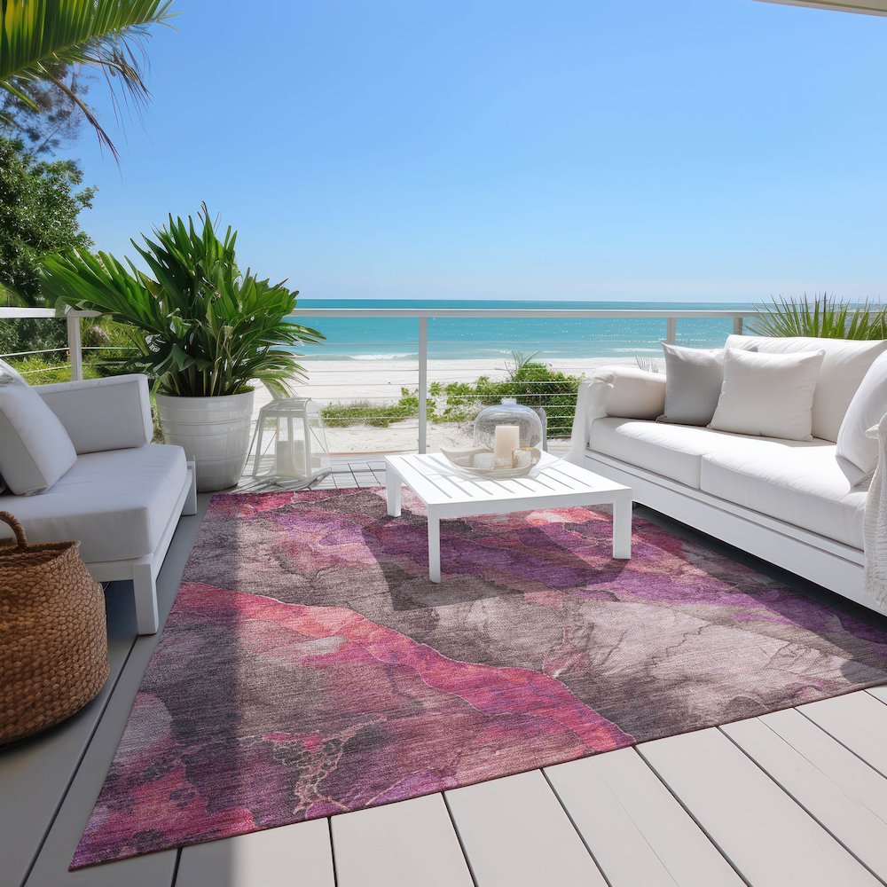 Machine Washable Indoor/Outdoor Chantille Blush 2'6" x 3'10" Rug. Picture 8