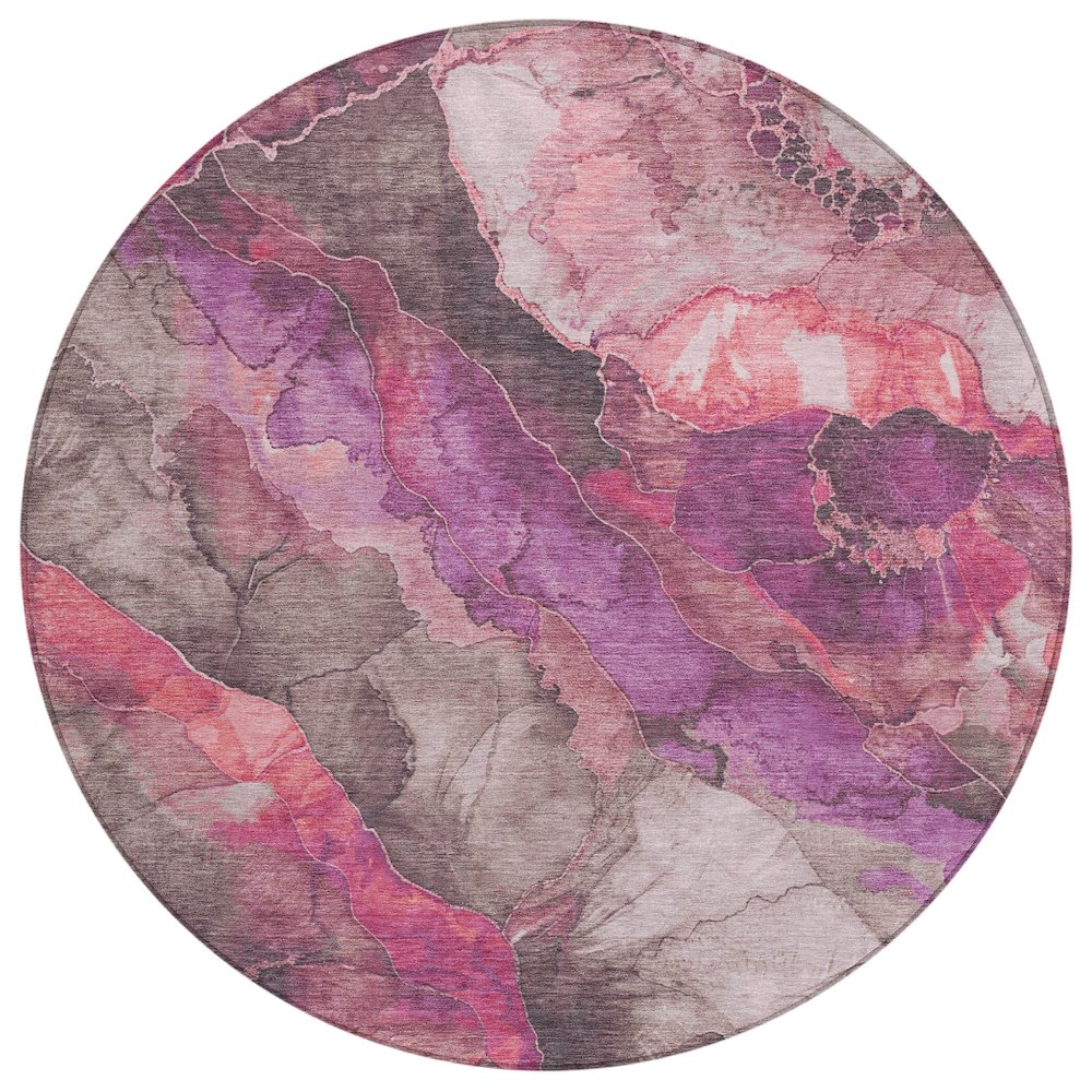 Machine Washable Indoor/Outdoor Chantille Blush 8' x 8' Round Rug. Picture 1