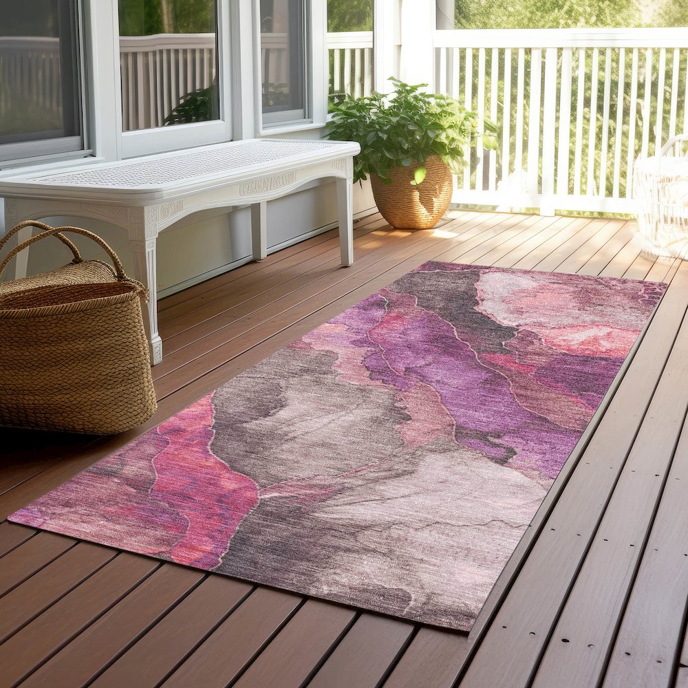 Machine Washable Indoor/Outdoor Chantille Blush 2'3" x 7'6" Runner Rug. Picture 6