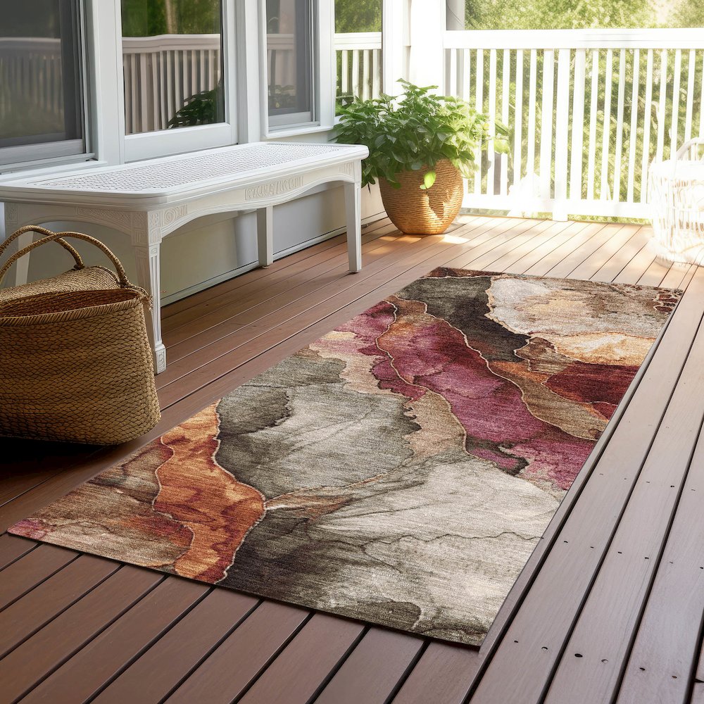 Machine Washable Indoor/Outdoor Chantille Khaki 2'3" x 7'6" Runner Rug. Picture 6