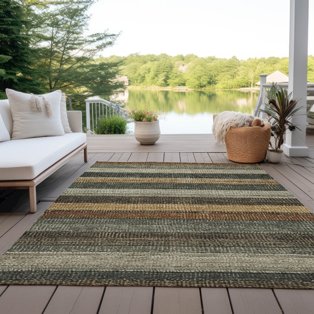 Machine Washable Indoor/Outdoor Chantille Khaki 2'6" x 3'10" Rug. Picture 7