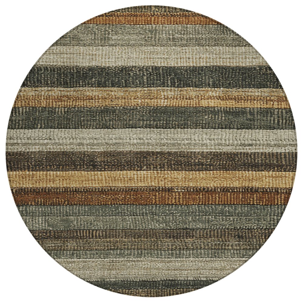 Machine Washable Indoor/Outdoor Chantille Khaki 8' x 8' Round Rug. Picture 1