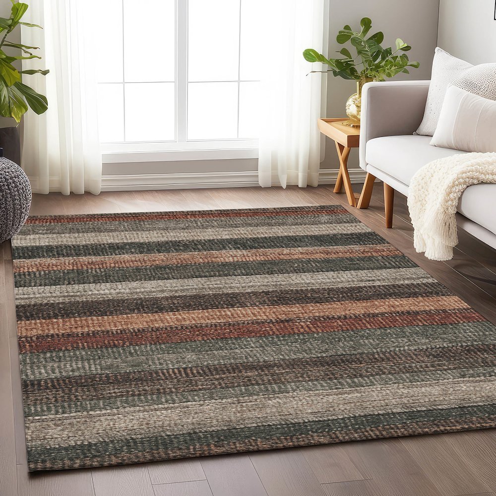 Machine Washable Indoor/Outdoor Chantille Paprika 2'6" x 3'10" Rug. Picture 5