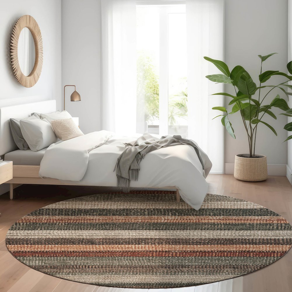 Machine Washable Indoor/Outdoor Chantille Paprika 8' x 8' Round Rug. Picture 5