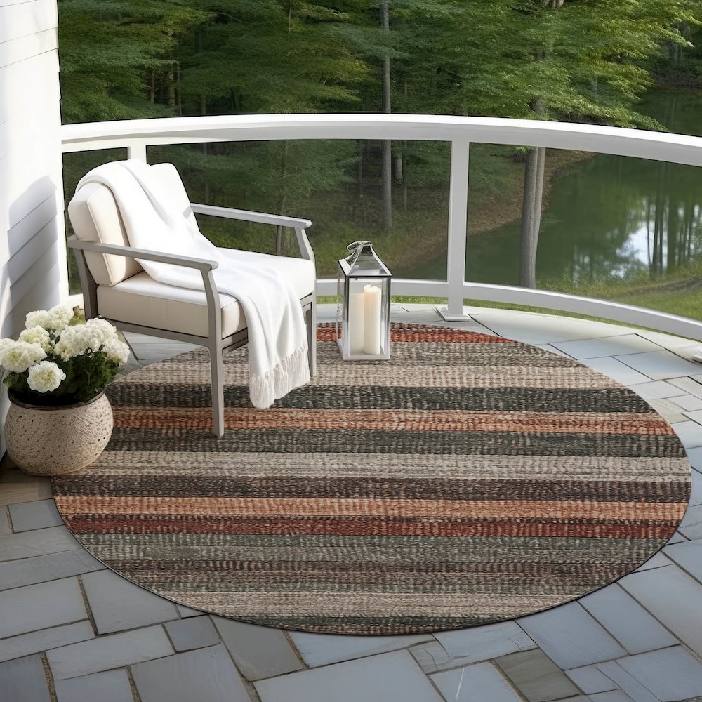 Machine Washable Indoor/Outdoor Chantille Paprika 8' x 8' Round Rug. Picture 6