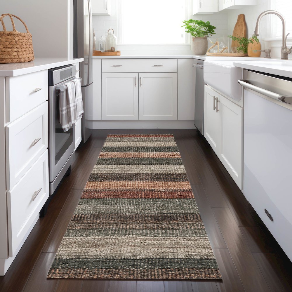 Machine Washable Indoor/Outdoor Chantille Paprika 2'3" x 7'6" Runner Rug. Picture 5
