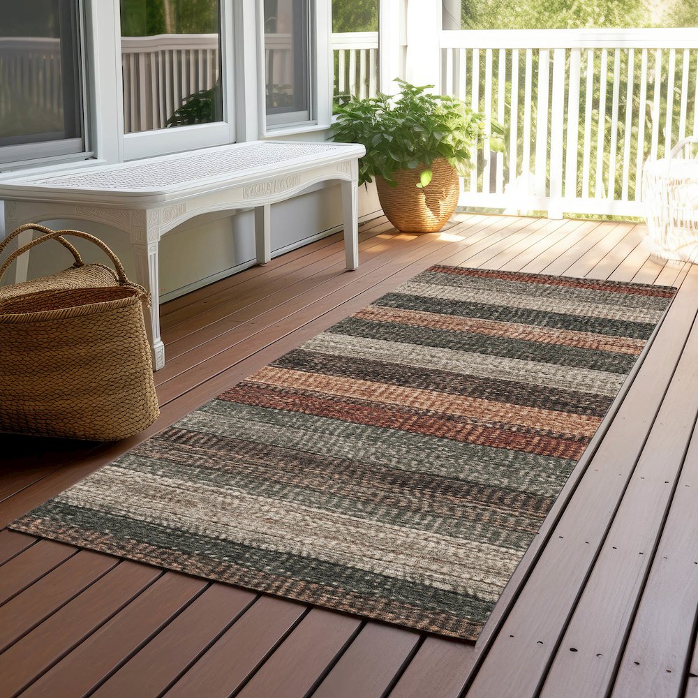 Machine Washable Indoor/Outdoor Chantille Paprika 2'3" x 7'6" Runner Rug. Picture 6