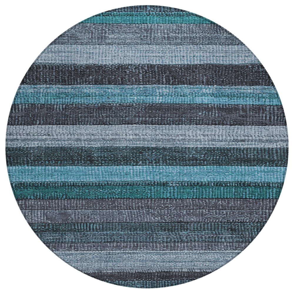 Machine Washable Indoor/Outdoor Chantille Teal 8' x 8' Round Rug. Picture 1