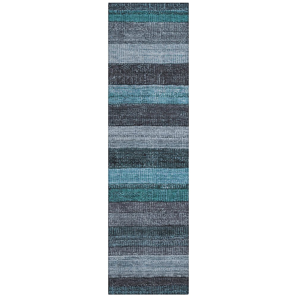 Machine Washable Indoor/Outdoor Chantille Teal 2'3" x 7'6" Runner Rug. Picture 1