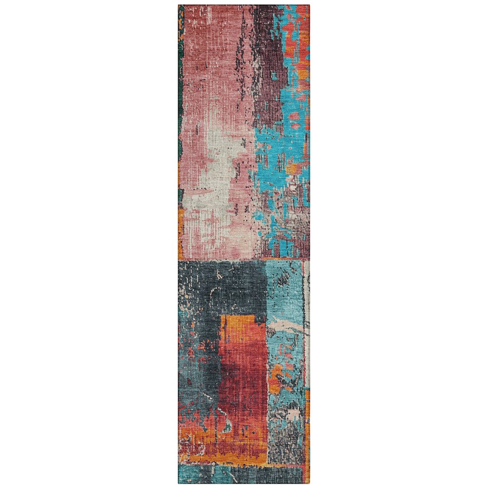 Machine Washable Indoor/Outdoor Chantille Teal 2'3" x 7'6" Runner Rug. Picture 1