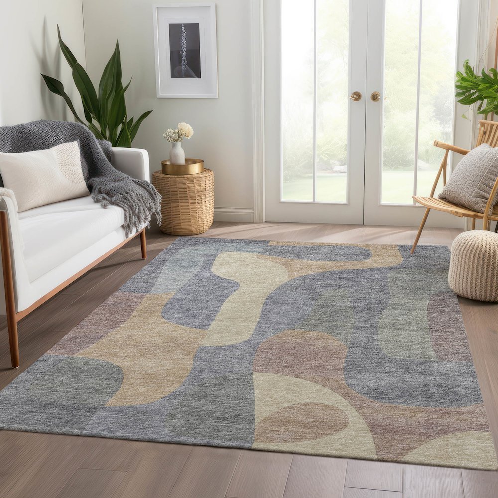 Machine Washable Indoor/Outdoor Chantille Gray 2'6" x 3'10" Rug. Picture 6