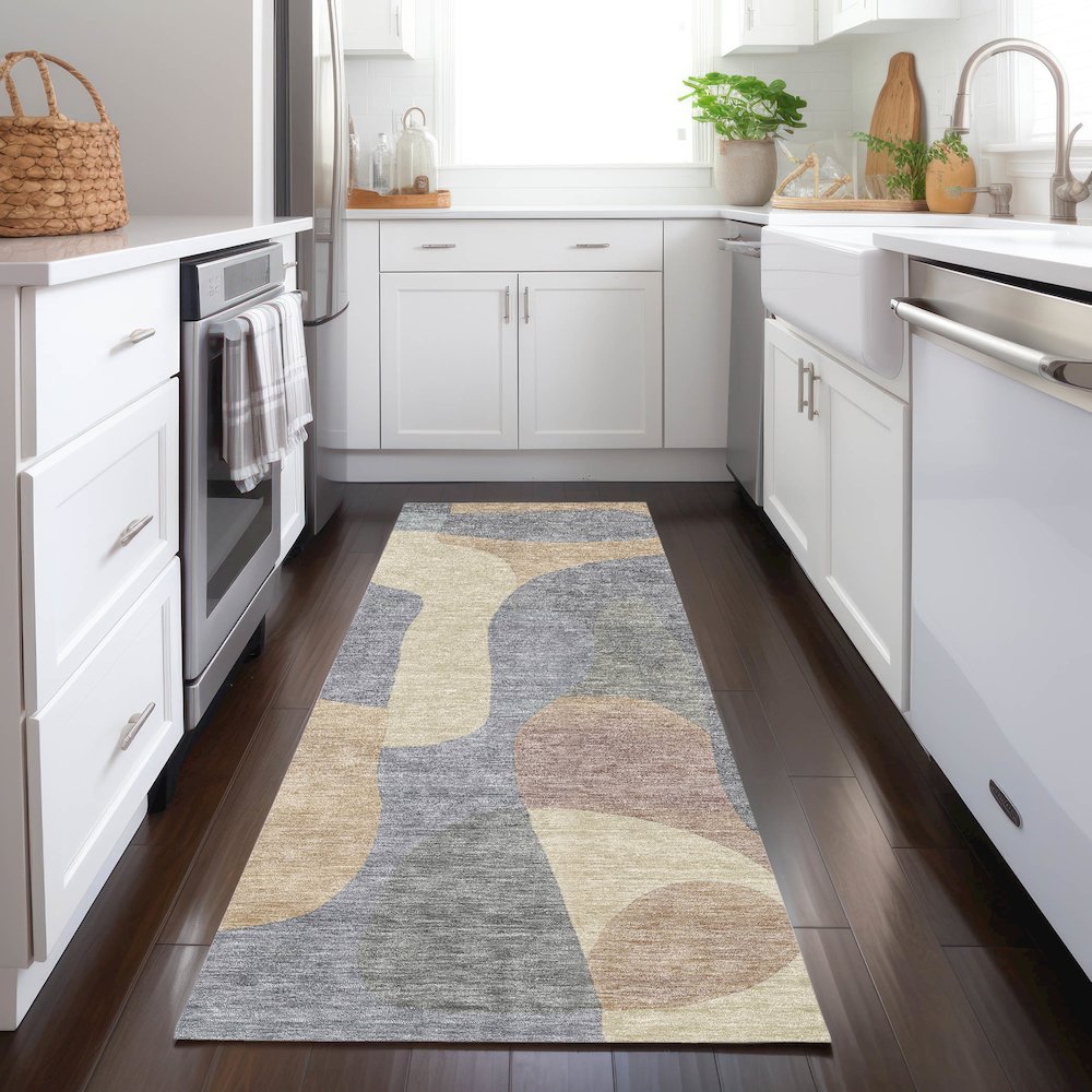 Machine Washable Indoor/Outdoor Chantille Gray 2'3" x 7'6" Runner Rug. Picture 5