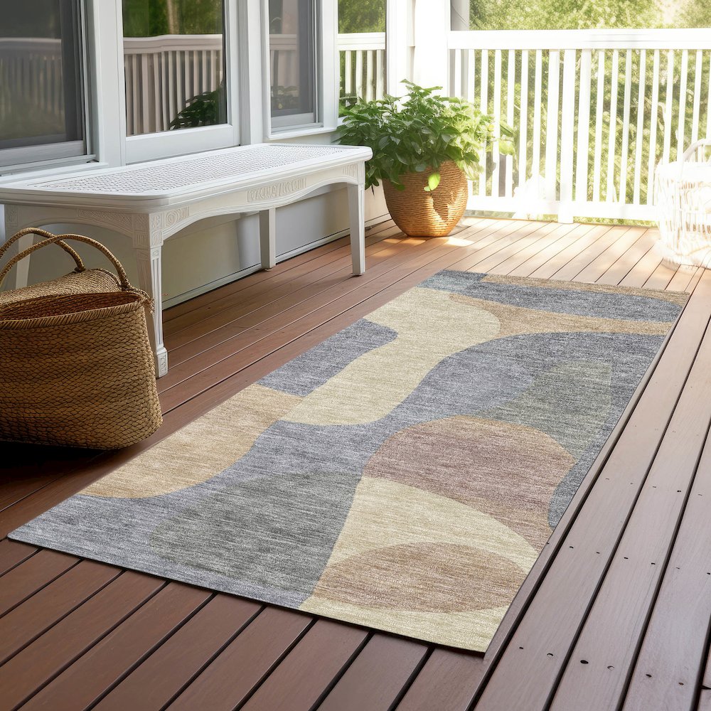 Machine Washable Indoor/Outdoor Chantille Gray 2'3" x 7'6" Runner Rug. Picture 6