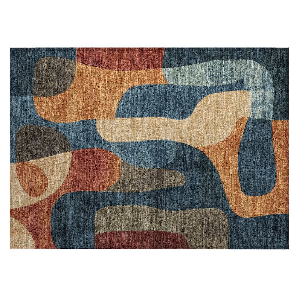 Machine Washable Indoor/Outdoor Chantille Navy 1'8" x 2'6" Rug. Picture 1