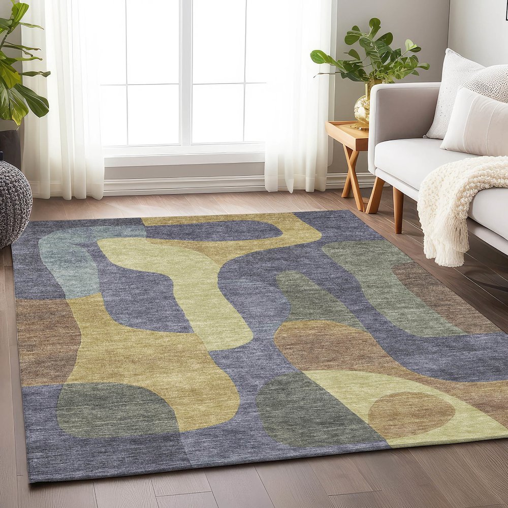 Machine Washable Indoor/Outdoor Chantille Purple 2'6" x 3'10" Rug. Picture 5