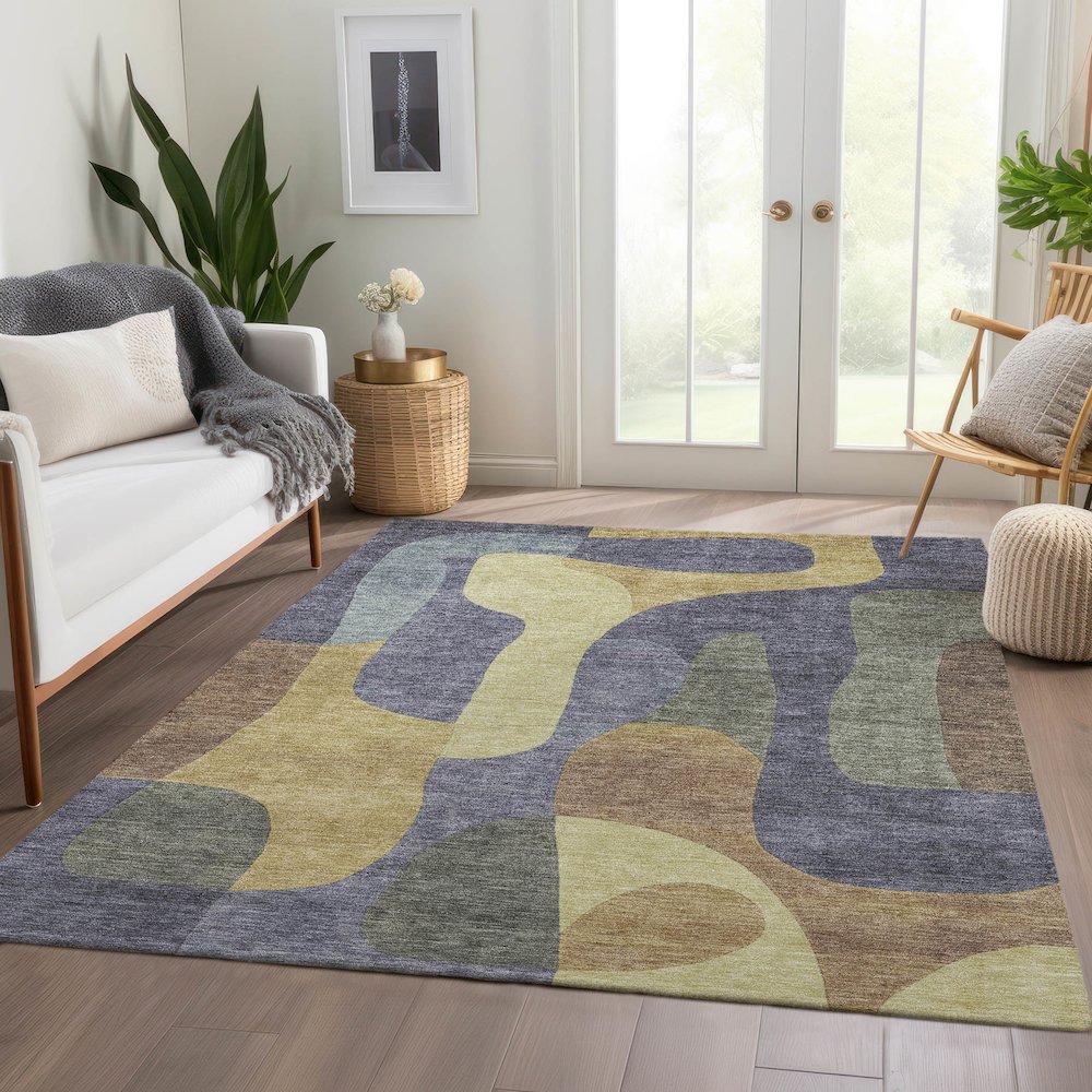 Machine Washable Indoor/Outdoor Chantille Purple 2'6" x 3'10" Rug. Picture 6
