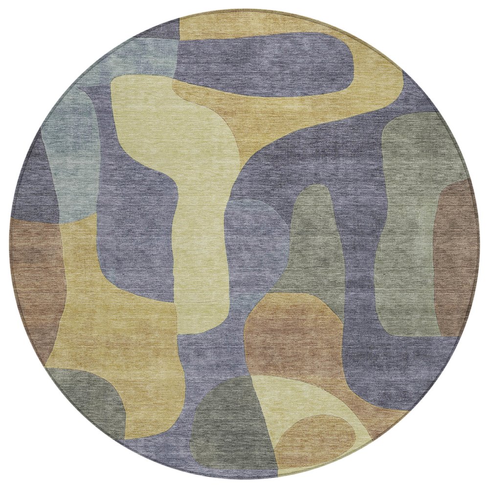 Machine Washable Indoor/Outdoor Chantille Purple 8' x 8' Round Rug. Picture 1