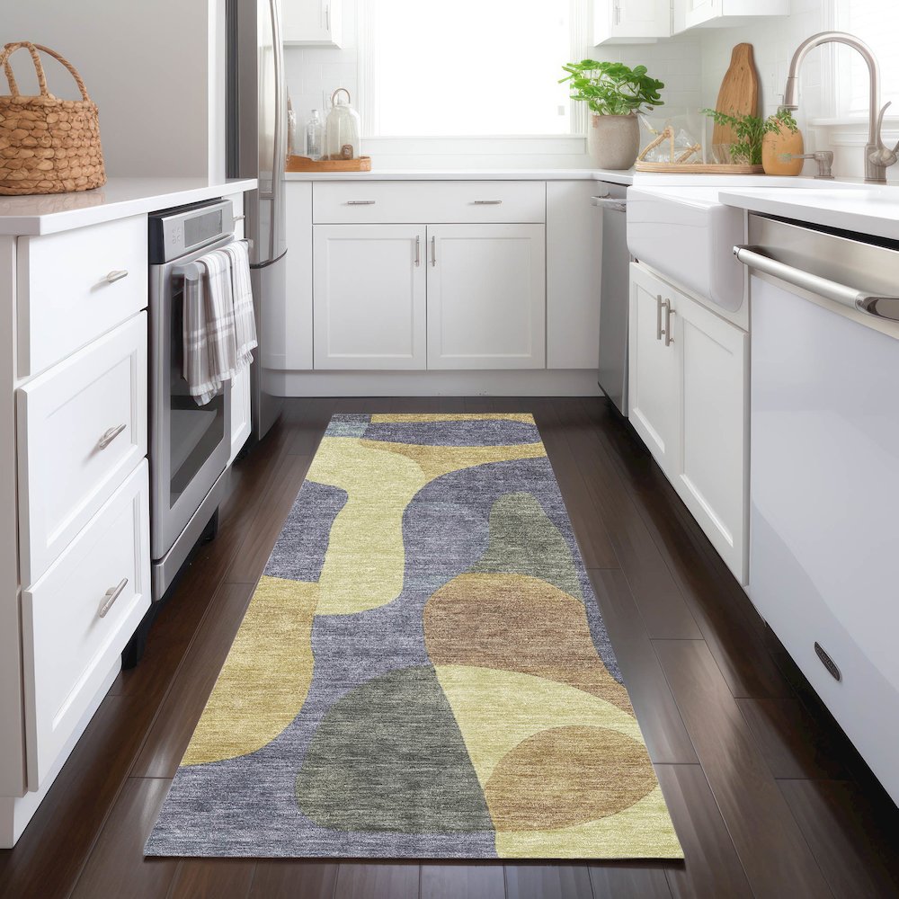 Machine Washable Indoor/Outdoor Chantille Purple 2'3" x 7'6" Runner Rug. Picture 5