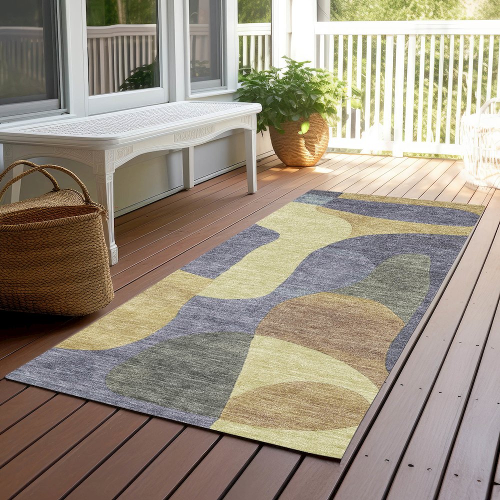 Machine Washable Indoor/Outdoor Chantille Purple 2'3" x 7'6" Runner Rug. Picture 6