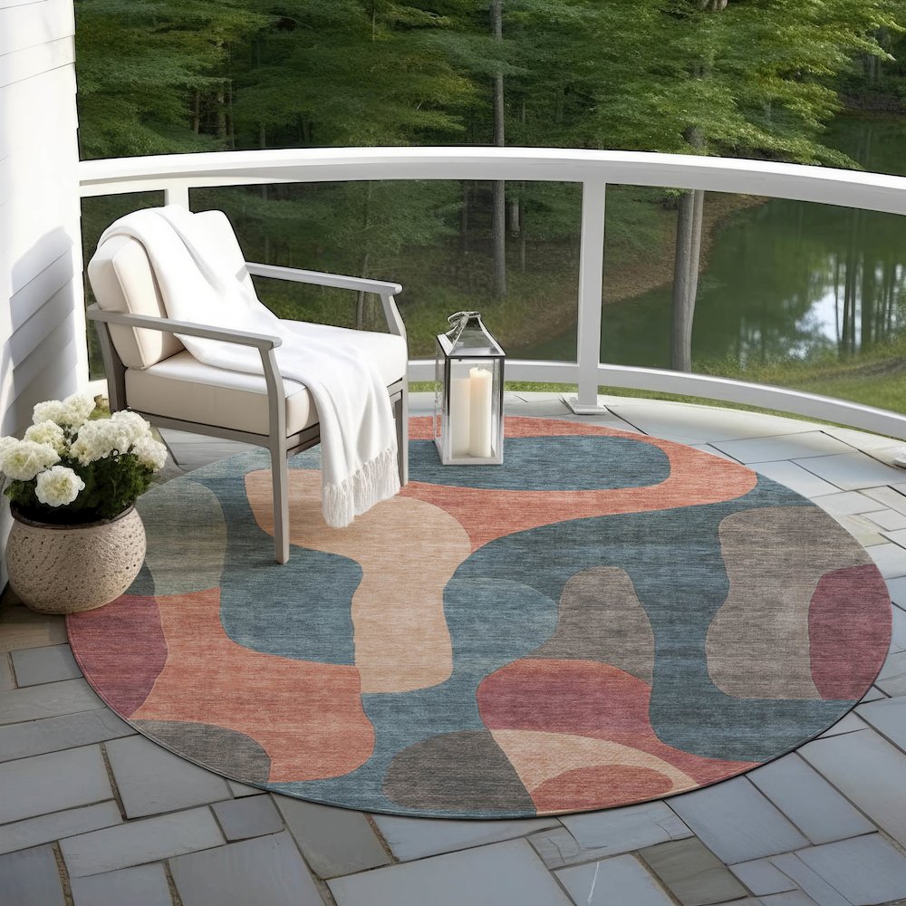 Machine Washable Indoor/Outdoor Chantille Sage 8' x 8' Round Rug. Picture 6