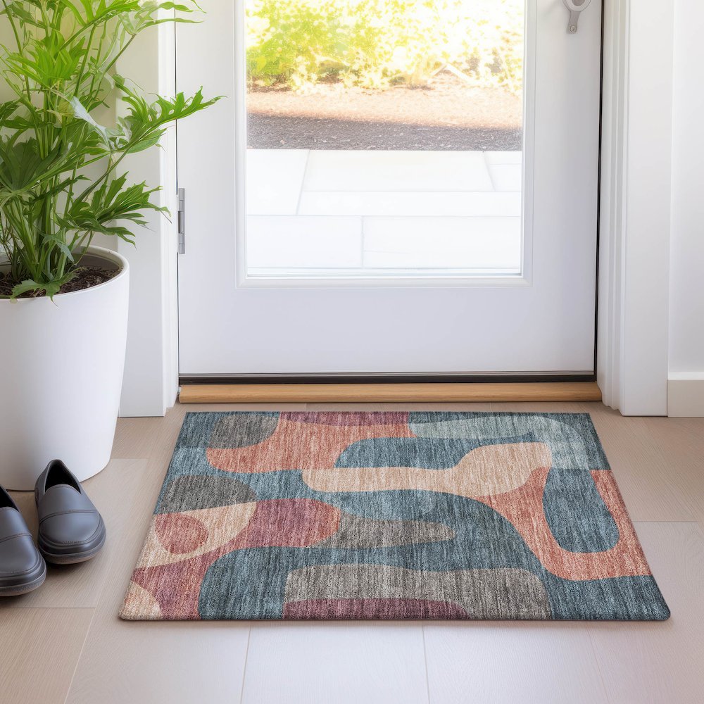 Machine Washable Indoor/Outdoor Chantille Sage 1'8" x 2'6" Rug. Picture 5