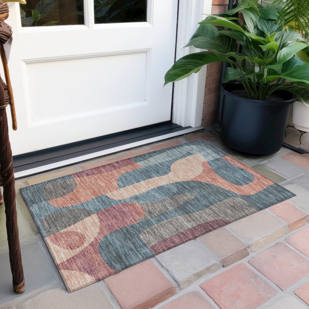 Machine Washable Indoor/Outdoor Chantille Sage 1'8" x 2'6" Rug. Picture 6