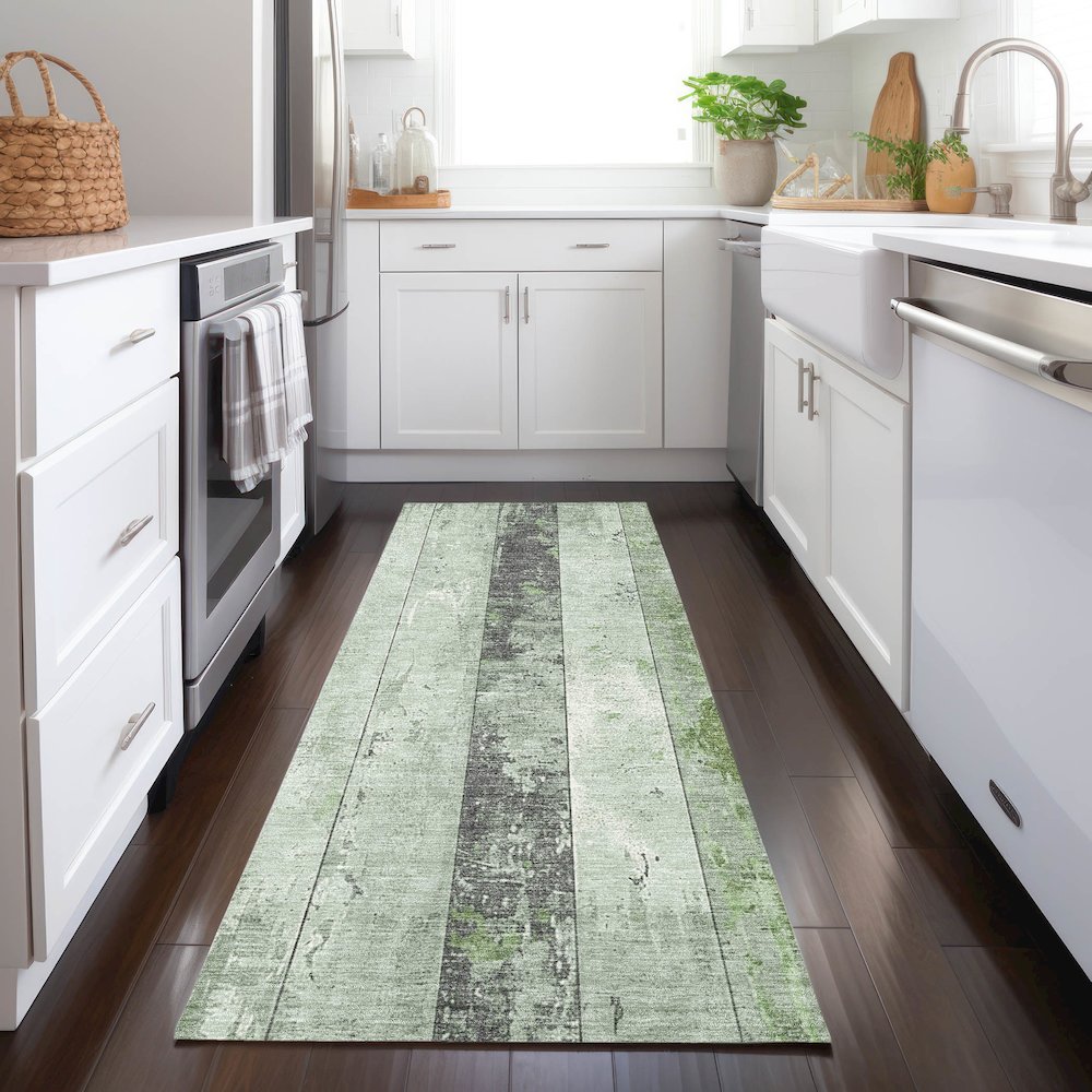 Machine Washable Indoor/Outdoor Chantille Aloe 2'3" x 7'6" Runner Rug. Picture 5
