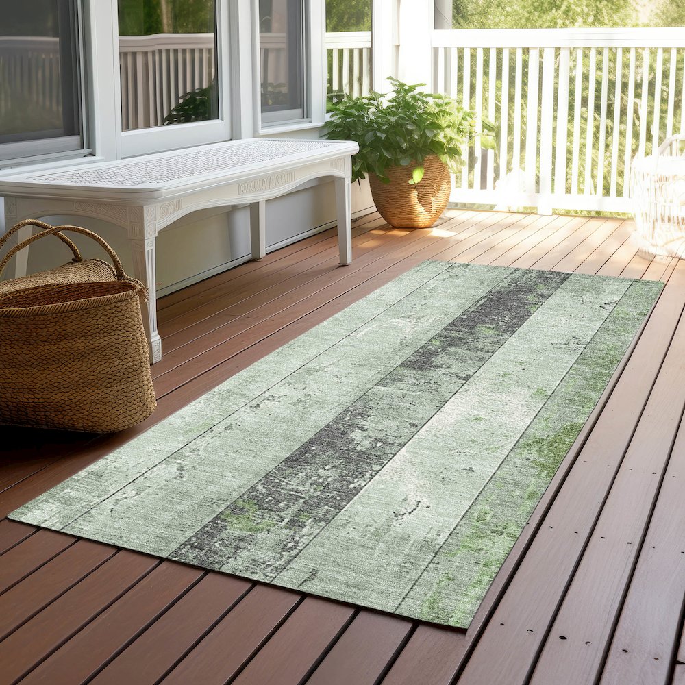 Machine Washable Indoor/Outdoor Chantille Aloe 2'3" x 7'6" Runner Rug. Picture 6