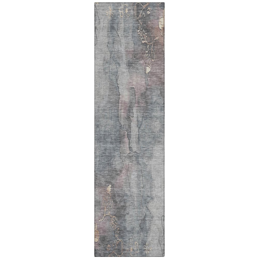 Machine Washable Indoor/Outdoor Chantille Gray 2'3" x 7'6" Runner Rug. Picture 1