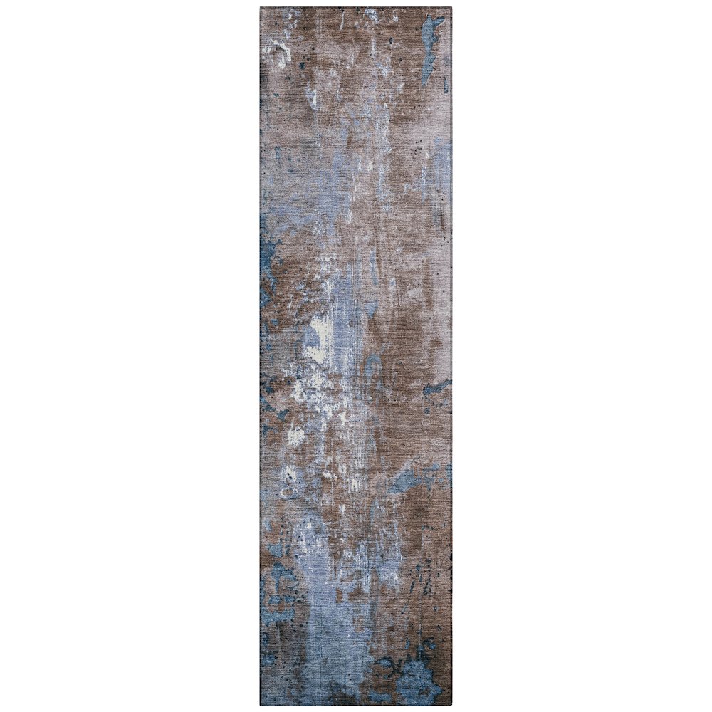 Machine Washable Indoor/Outdoor Chantille Brown 2'3" x 7'6" Runner Rug. Picture 1