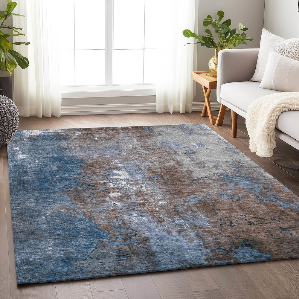 Machine Washable Indoor/Outdoor Chantille Coffee 2'6" x 3'10" Rug. Picture 5
