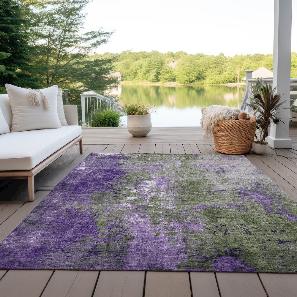 Machine Washable Indoor/Outdoor Chantille Olive 2'6" x 3'10" Rug. Picture 7