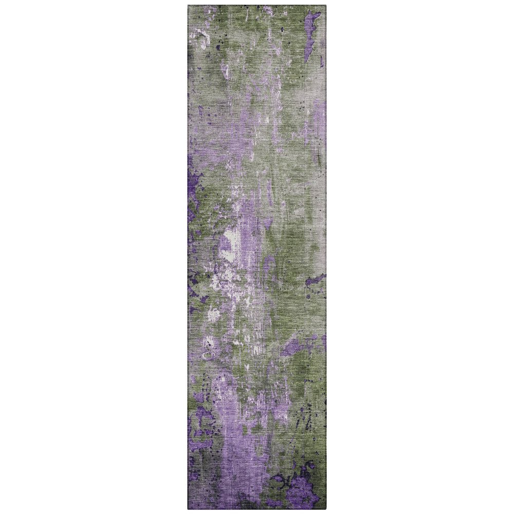 Machine Washable Indoor/Outdoor Chantille Olive 2'3" x 7'6" Runner Rug. Picture 1