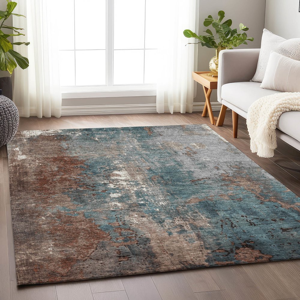 Machine Washable Indoor/Outdoor Chantille Paprika 2'6" x 3'10" Rug. Picture 5