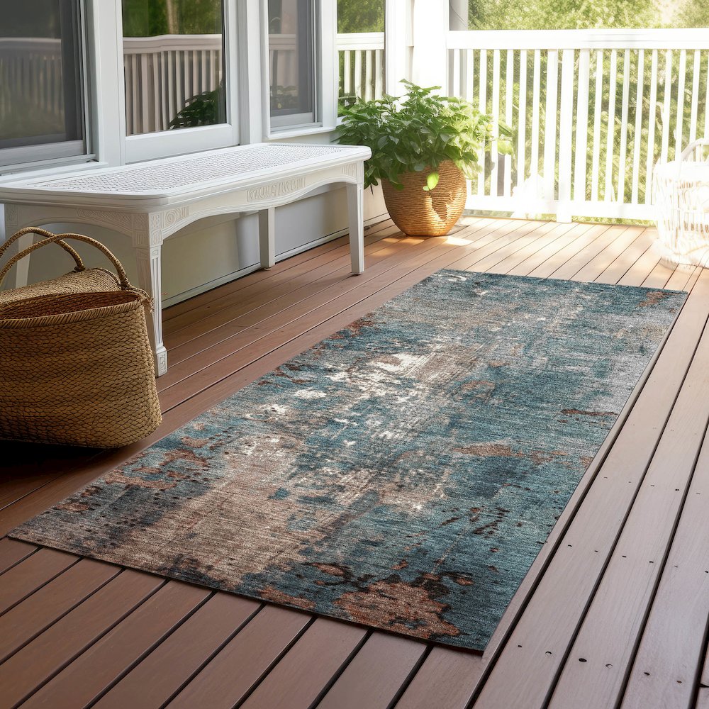 Machine Washable Indoor/Outdoor Chantille Paprika 2'3" x 7'6" Runner Rug. Picture 6