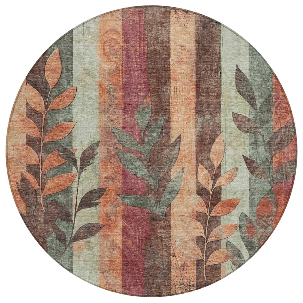 Machine Washable Indoor/Outdoor Chantille Terracotta 8' x 8' Round Rug. Picture 1