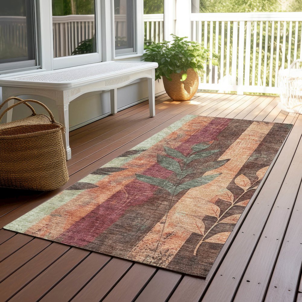 Machine Washable Indoor/Outdoor Chantille Terracotta 2'3" x 7'6" Runner Rug. Picture 6