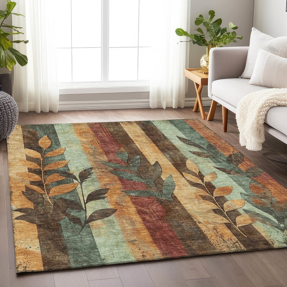 Machine Washable Indoor/Outdoor Chantille Wheat 2'6" x 3'10" Rug. Picture 5