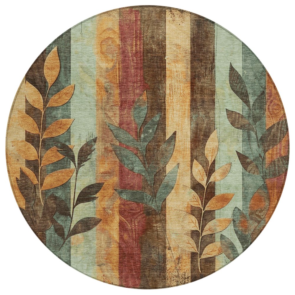 Machine Washable Indoor/Outdoor Chantille Wheat 8' x 8' Round Rug. Picture 1