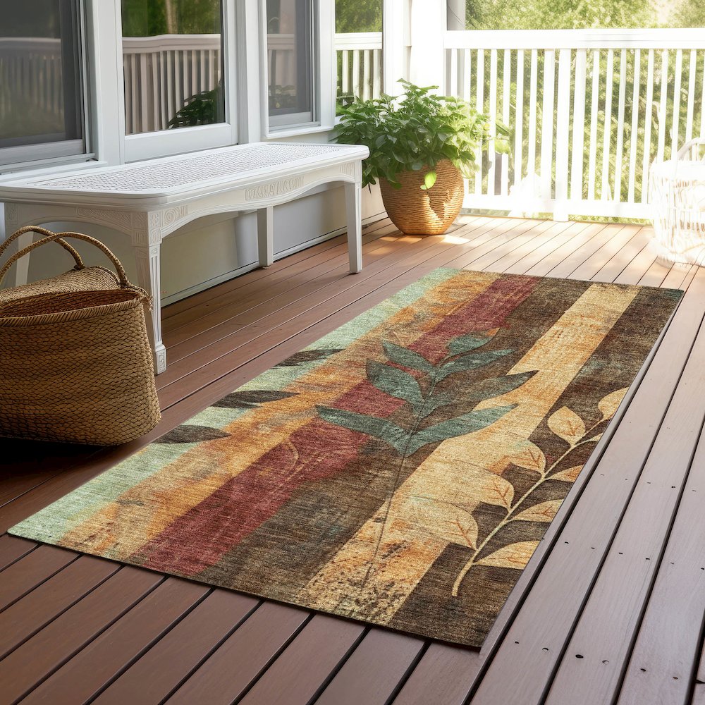 Machine Washable Indoor/Outdoor Chantille Wheat 2'3" x 7'6" Runner Rug. Picture 6
