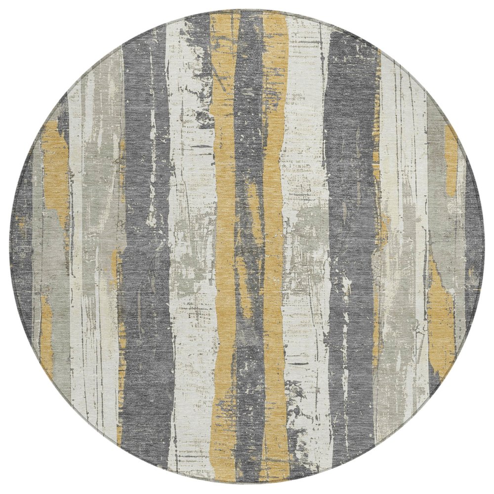 Machine Washable Indoor/Outdoor Chantille Gold 8' x 8' Round Rug. Picture 1