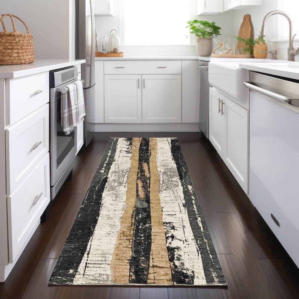 Machine Washable Indoor/Outdoor Chantille Taupe 2'3" x 7'6" Runner Rug. Picture 5