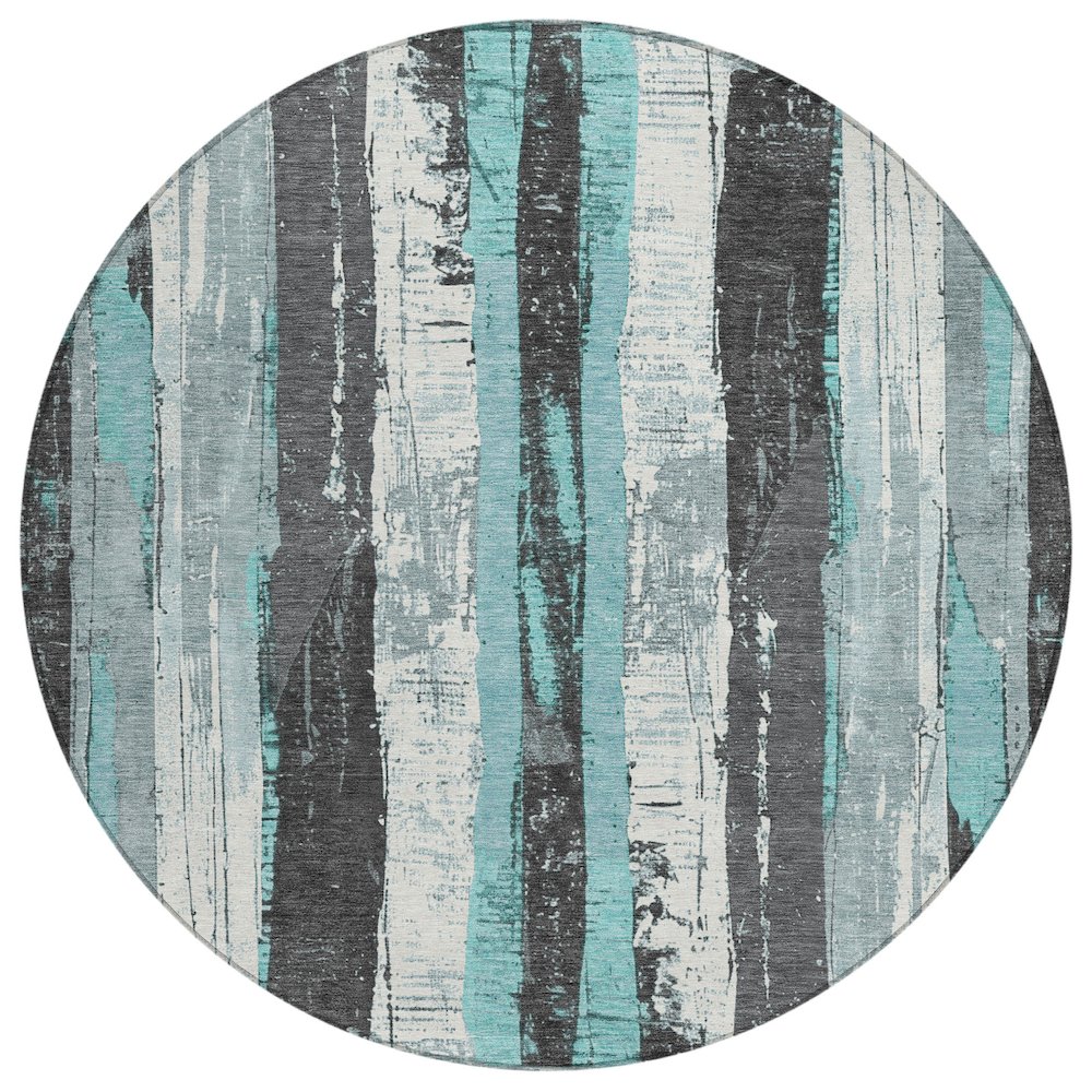 Machine Washable Indoor/Outdoor Chantille Teal 8' x 8' Round Rug. Picture 1