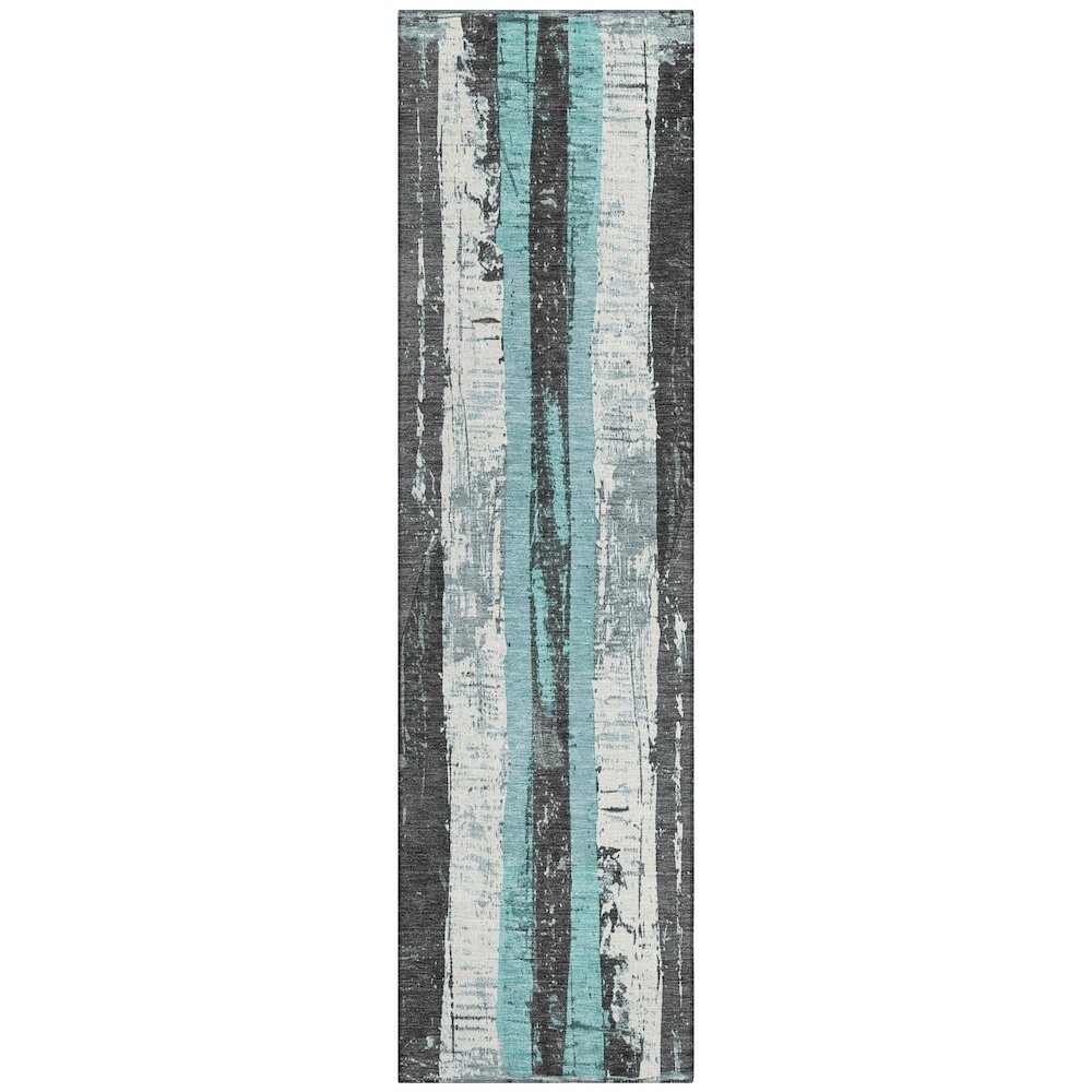 Machine Washable Indoor/Outdoor Chantille Teal 2'3" x 7'6" Runner Rug. Picture 1