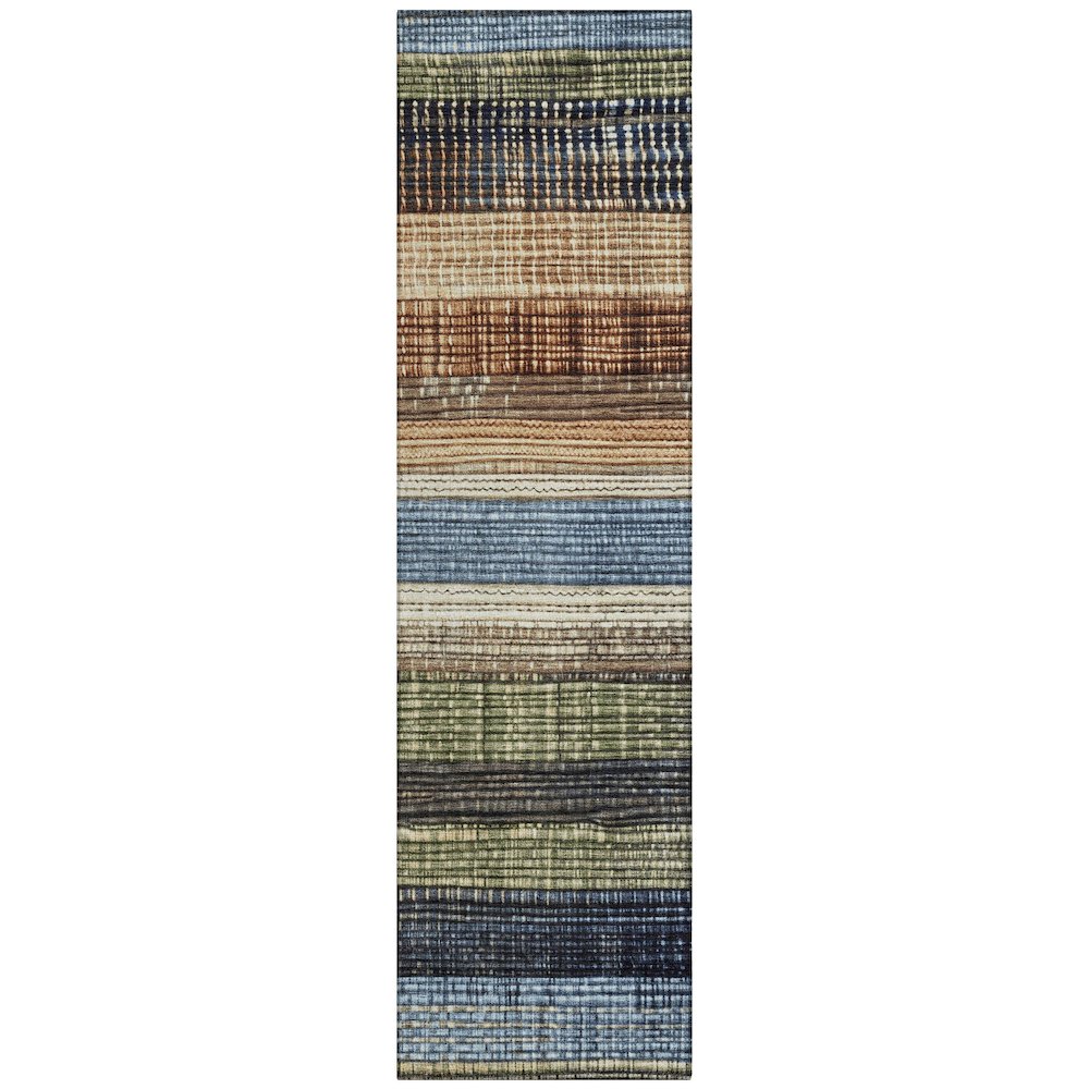 Machine Washable Indoor/Outdoor Chantille Blue 2'3" x 7'6" Runner Rug. Picture 1