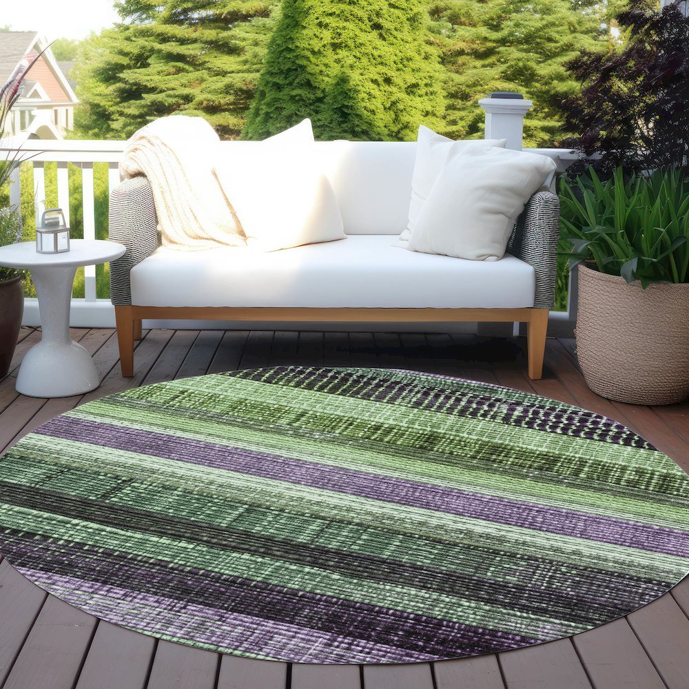 Machine Washable Indoor/Outdoor Chantille Purple 8' x 8' Round Rug. Picture 6