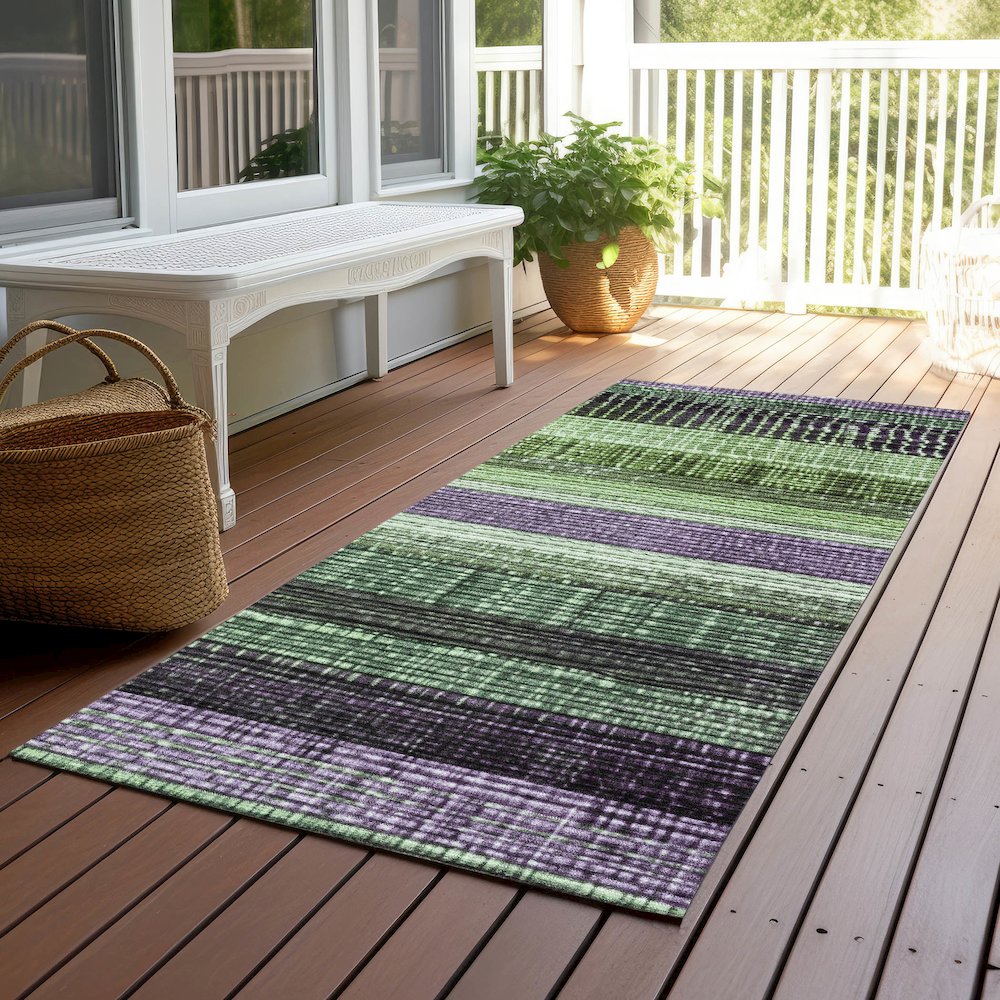 Machine Washable Indoor/Outdoor Chantille Purple 2'3" x 7'6" Runner Rug. Picture 6