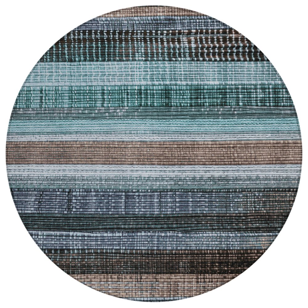 Machine Washable Indoor/Outdoor Chantille Teal 8' x 8' Round Rug. Picture 1