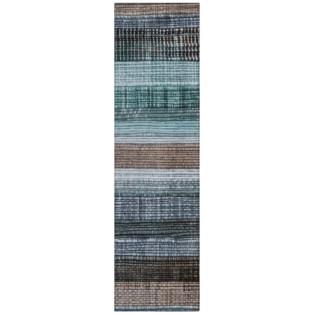 Machine Washable Indoor/Outdoor Chantille Teal 2'3" x 7'6" Runner Rug. Picture 1