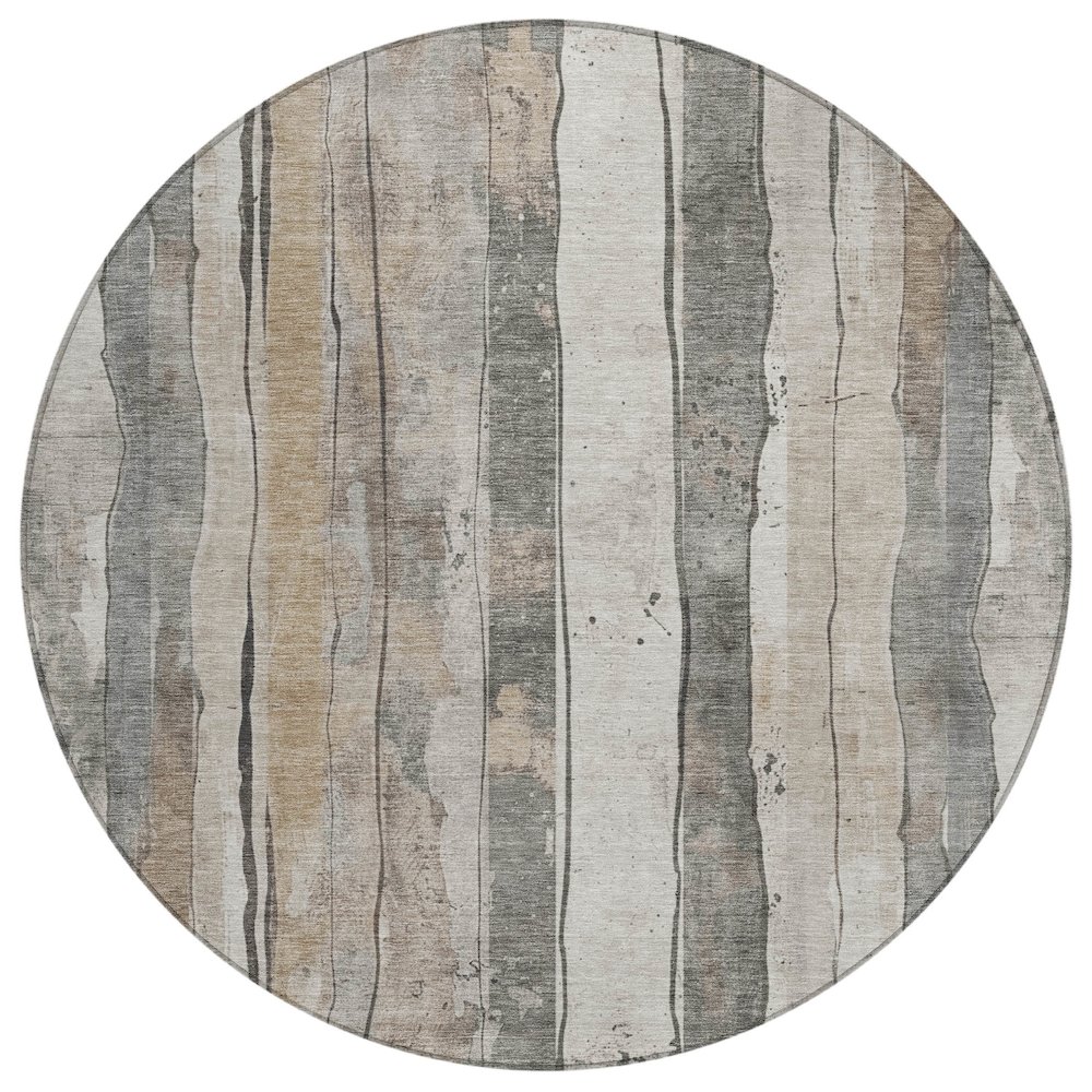 Machine Washable Indoor/Outdoor Chantille Putty 8' x 8' Round Rug. Picture 1